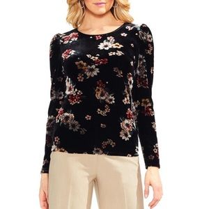 NWT Vince Camuto Floral Soft Velvet Velour Women’s S Pullover Sweatshirt Top
